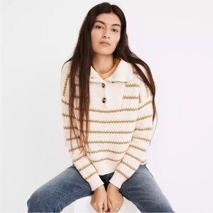 MADEWELL Canby Button Mockneck Sweater in Stripe